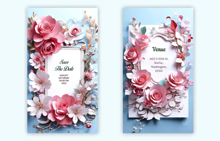 Delicate 3D Floral Wedding Invitation E-Card Instagram Story